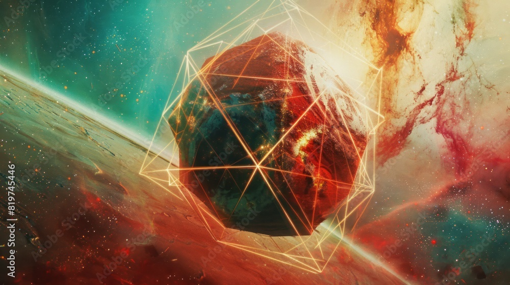 Aufkleber simple multicolored geometric shapes in outer space