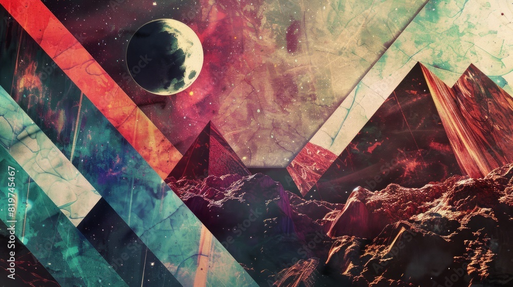 Aufkleber simple multicolored geometric shapes in outer space