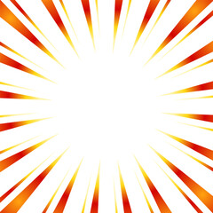 赤と黄色のグラデーションの集中線の素材