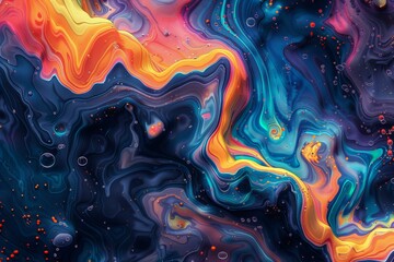 Close up of vibrant liquid art on black surface