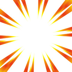 赤と黄色のグラデーションの集中線の素材