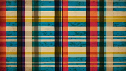 This image features a vintage style background with colorful, distressed stripes, providing a retro aesthetic