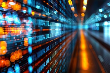 A train speeding along tracks in the dark night