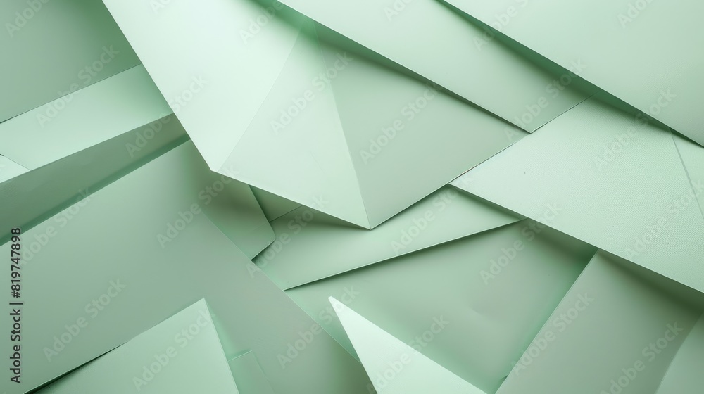 Poster a 3d rendering of sage green geometric shapes. aig51a.