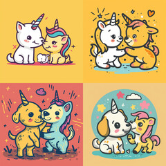 set of funny animals