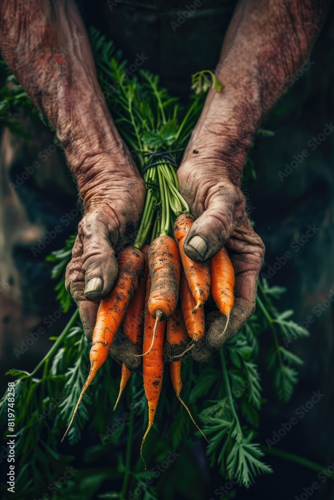 Wall mural a farmer harvests carrots. selective focus - Wall murals