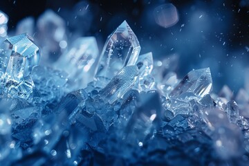 Close up of ice crystals on a rock