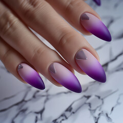 almond-shaped purple manicure