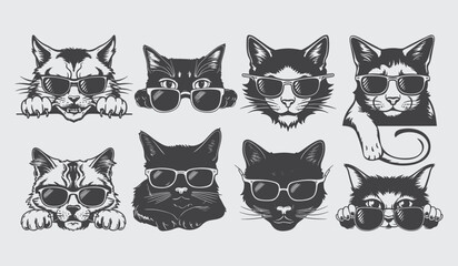 Hand Drawn Cat Silhouette Vector Collection