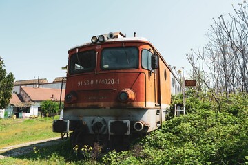 Nostalgic rustic scene of a railway station located in Severin, Romania