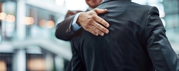 A colleague patting another on the back