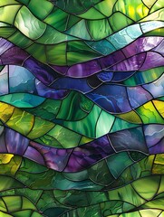 Stained glass captures the mesmerizing look of the Northern Lights Seamless Pattern