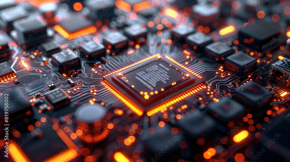 Poster ai chips suitable for use in a banner on a technology related website, digital style. generative ai.