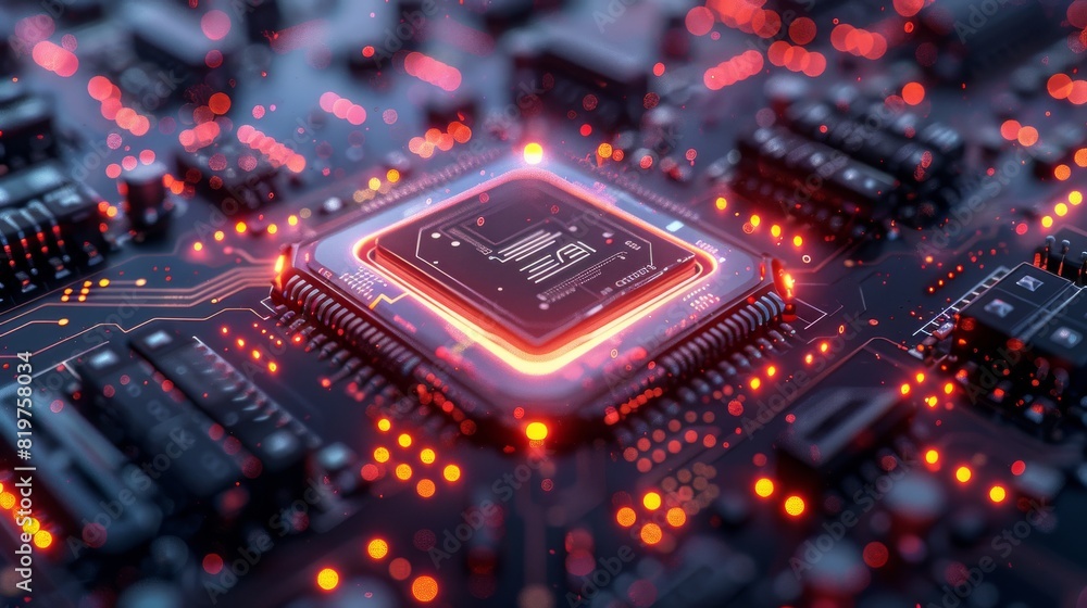 Poster ai chips suitable for use in a banner on a technology related website, digital style. generative ai.