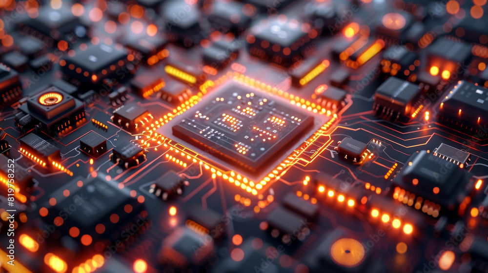 Poster ai chips suitable for use in a banner on a technology related website, digital style. generative ai.