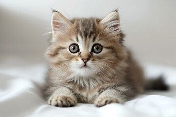 Cute fluffy kitten isolated on white stock photo