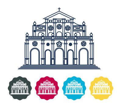 St. Lawrence Shrine Basilica - Karkala near Mangalore -  Icon Illustration