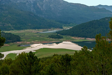 Paraje Bujaraiza en el embalse del Tranco, río Guadalquivir, en el parque natural de Cazorla, Segura y Las Villas.