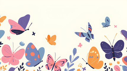 set of cute, simple, beautifully colored butterflies