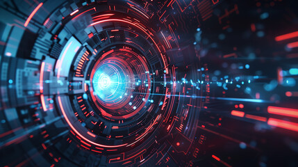 Obraz premium A computer generated image of a glowing, metallic object with a circular shape. The image has a futuristic, technological feel to it
