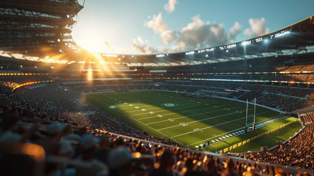 a packed rugby stadium