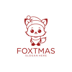 Christmas fox logo vector illustration