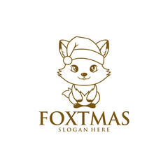 Christmas fox logo vector illustration