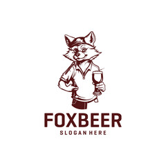 Fox and beer logo vector illustration