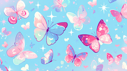 set of cute, simple, beautifully colored butterflies