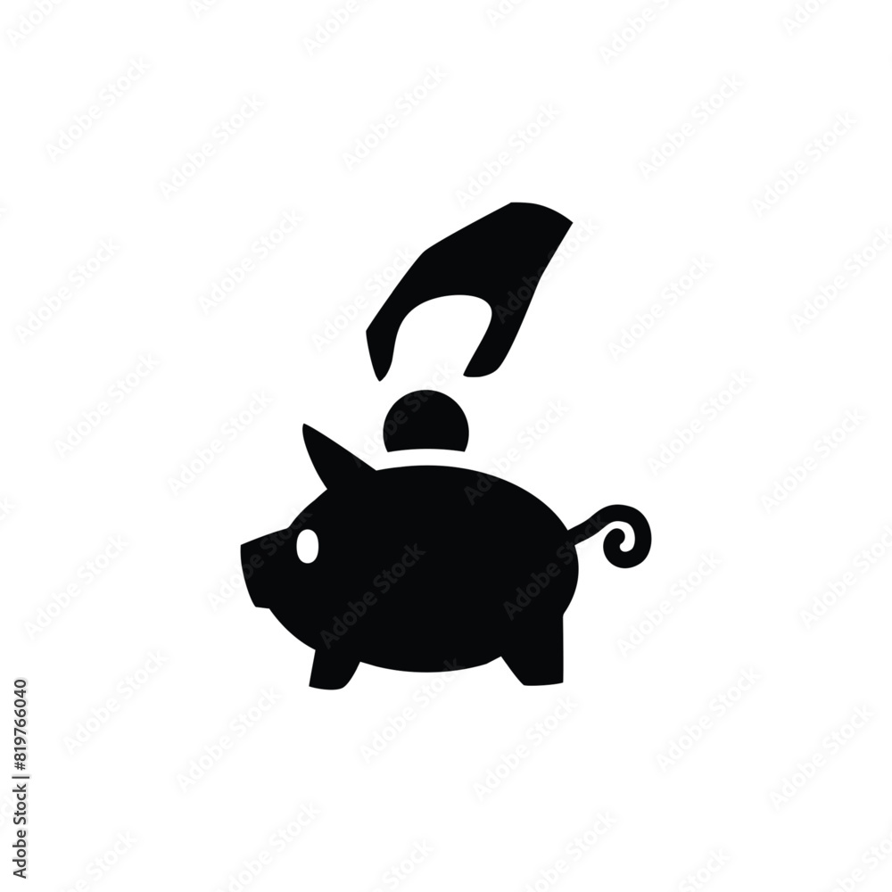 Poster saving money into piggy bag solid icon vector design good for website or mobile app