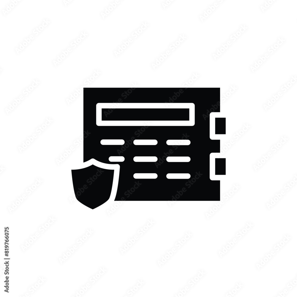 Poster save deposit box and shield solid icon vector design good for website or mobile app