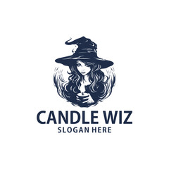 Wizard girl logo vector illustration