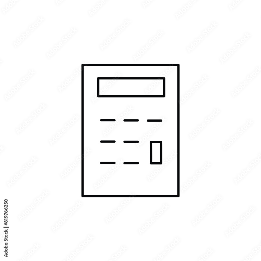 Poster calculator symbol of accounting outline icon thin vector design good for website or mobile app