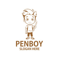 Pen boy logo vector illustration