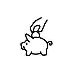 saving money into piggy bag outline icon pixel perfect vector design good for website or mobile app