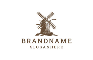 Fototapeta premium Windmill logo style icon design template flat vector