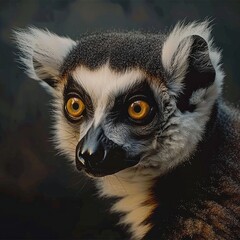 Ring-tailed lemur, lemur catta. Adult portrait, real time