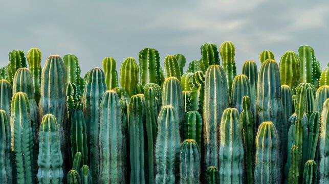 Saguaro Cacti Stand Tall In The Arizona Desert, Their Arms Reaching Toward The Sky Like Giant Green Fingers.