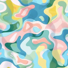 Colorful abstract seamless pattern with flowing shapes