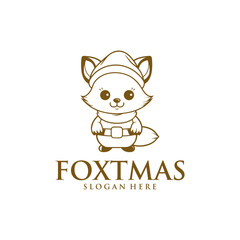 Christmas fox logo vector illustration