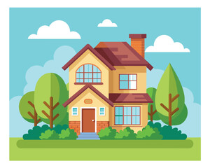 A cute colorful house vector