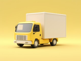 Yellow delivery truck on yellow background Minimalist illustration