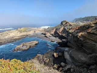 Cliff view on the beach on a sunny day