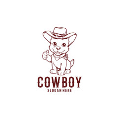 Cowboy dog logo vector illustration