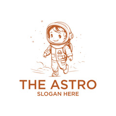 Astronaut boy logo vector illustration