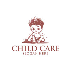 Cheerful boy logo vector illustration