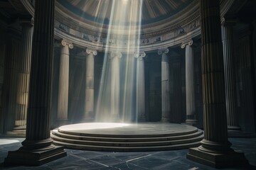 Podium in Ancient greek mythology style interior design - Ai. Beautiful simple AI generated image in 4K, unique.