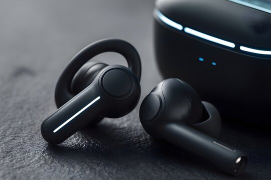 Sleek black earpods pair, sleek earbuds 