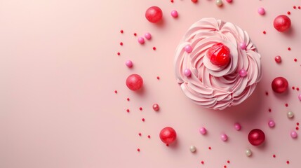 Fototapeta premium Muffin mini cupcake sweet snack dessert on wooden board