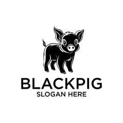 Black pig logo vector illustration